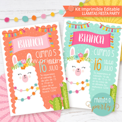 kit imprimible llamas decoración candy bar llamitas