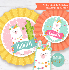 kit imprimible llamas decoración candy bar llamitas