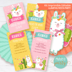 kit imprimible llamas decoración candy bar llamitas