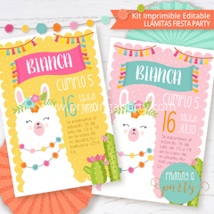 kit imprimible llamas decoración candy bar llamitas cactus