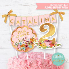 kit imprimible flores shabby rosa candy bar flores cumpleaños flores