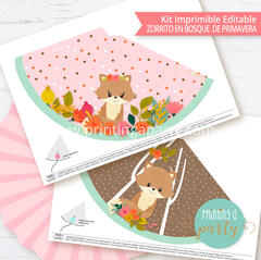 Kit Imprimible Zorrito Primavera Nena Tarjeta + Decoración Fiesta Zorrito Nena - Printing a Party