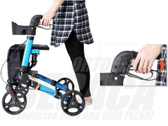 Andador ROLLATOR Plegable DE LUXE Tipo EURO 4 Ruedas Frenos Asiento Y Bolso | Importado en internet