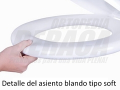 Suplemento ELEVADOR DE INODORO CON ASIENTO BLANDO, con Escotadura Higiénica, Ajuste y Tapa - Realza en Altura 16cm | Importado