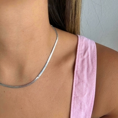 Choker Fita Lisa - Ródio Branco - Maimô Acessórios