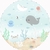 Painel de Tecido Sublimado Redondo Fundo do Mar Peixes e Animais Marinhos Cute c/ Elástico 150x150cm