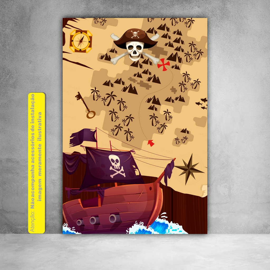 Poster Mapa do tesouro pirata personalizado e divertido