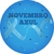 Painel de Tecido Sublimado Redondo Novembro Azul Formas e Laço Fundo Degradê c/ Elástico 150x150cm