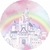 Painel de Tecido Sublimado Redondo Castelo de Princesas Arco Iris Aquarela c/ Elástico 150x150 cm