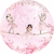Painel de Tecido Sublimado Redondo Bailarina Trio Borboletas e Flores Rosa c/ Elástico