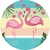Painel de Tecido Sublimado Redondo Flamingo Casal Faixas Horizontais Corações c/ Elástico - 150x150cm