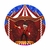 Painel De Tecido Sublimado Redondo Circo Mágico Tenda Vermelha e Céu Azul e Estrelas c/ Elástico 150x150cm