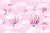 Painel de Tecido Sublimado Balões Rosa Entre Nuvens