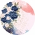 Painel de Tecido Sublimado Redondo Flores Azuis Aquarela Glitter C/Elastico - 150x150cm