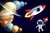 Painel de Lona Astronauta Planetas Foguete
