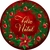 Painel de Tecido Sublimado Redondo Feliz Natal Vermelho e Dourado Guirlanda c/ Elástico 150x150cm