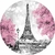 Painel de Tecido Sublimado Redondo Paris Torre Eiffel Pintura C/Elástico - 150x150cm
