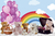 Fundo Fotográfico em Tecido Arco-íris Madeira Ursos Balões na internet