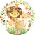 Painel de Tecido Sublimado Redondo Famila de Leões Cute c/ Elástico 150x150cm