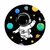 Painel de Tecido Sublimado Redondo Astronauta Cute Espaço Planetas e Estrelas C/ Elástico 150x150cm