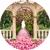 Painel de Tecido Sublimado Redondo Jardim de Flores Arcos de Pedra c/ Elástico - 150x150cm