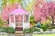 Painel de Tecido Sublimado Jardim Encantado Aquarela Coreto Rosa