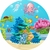 Painel de Tecido Sublimado Redondo Fundo do Mar Animais Felizes Cute Coral c/ Elástico 150x150cm