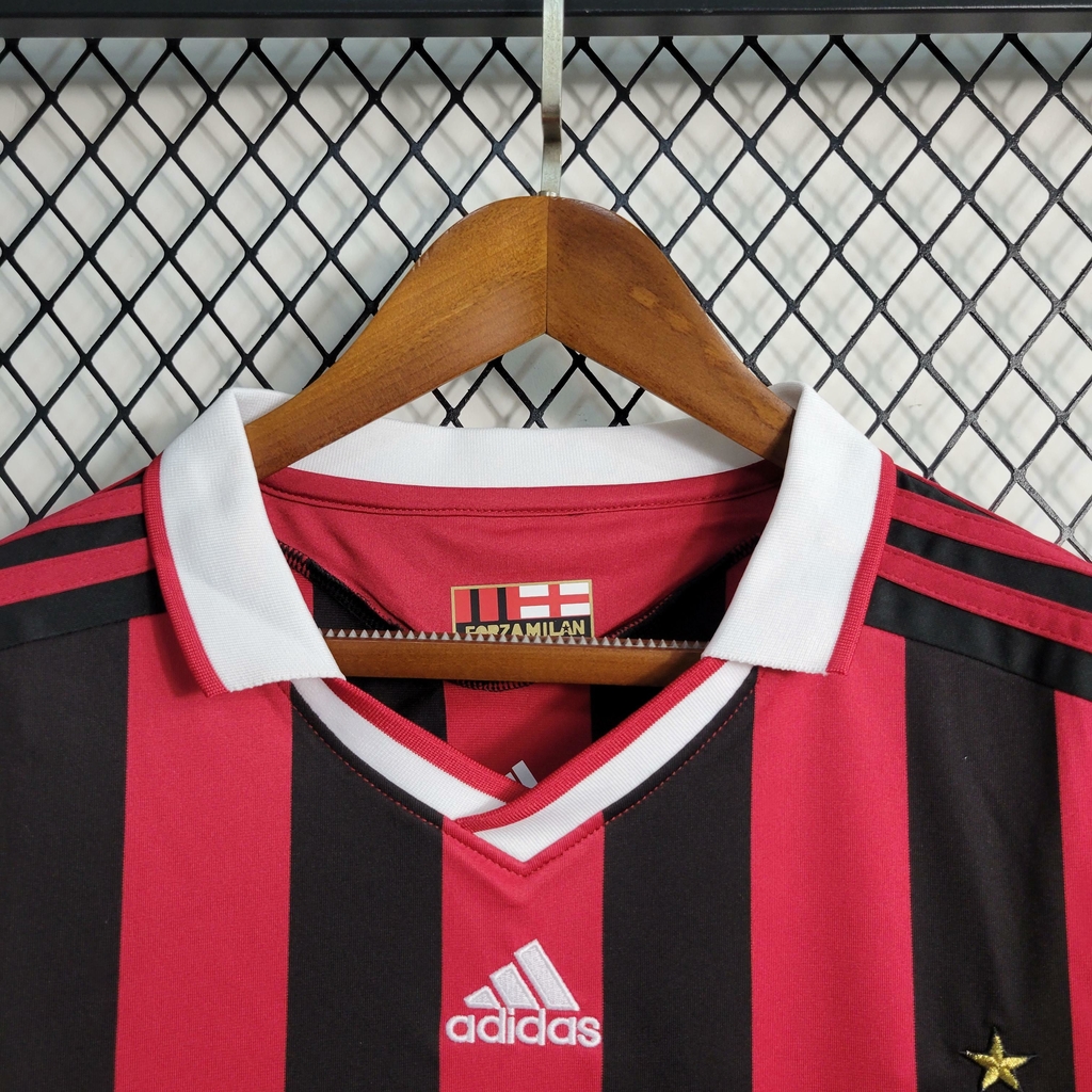 Camisa Retrô AC Milan 09/10 Home Adidas - Vermelho+Preto