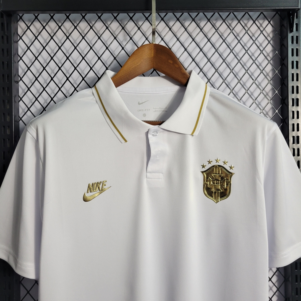 Camisa Polo Brasil Gold Nike - Branca