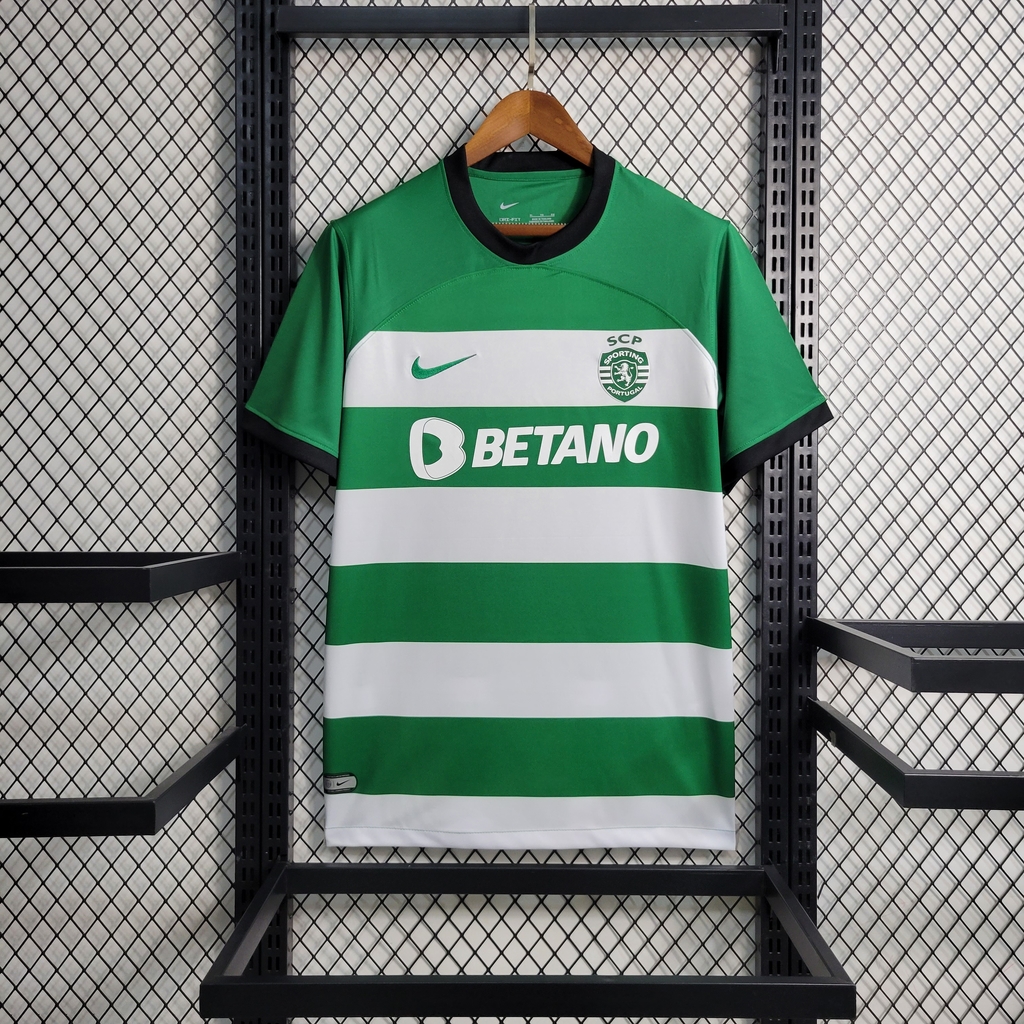 Camisa Sporting Portugal 23/24 s/n° Torcedor Nike Masculina - Verde+Branco