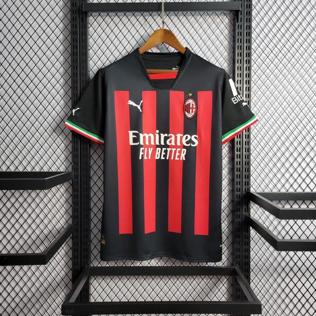 CAMISA AC MILAN HOME 22/23 TORCEDOR-PUMA-MASCULINA-PRETA/VERMELHO