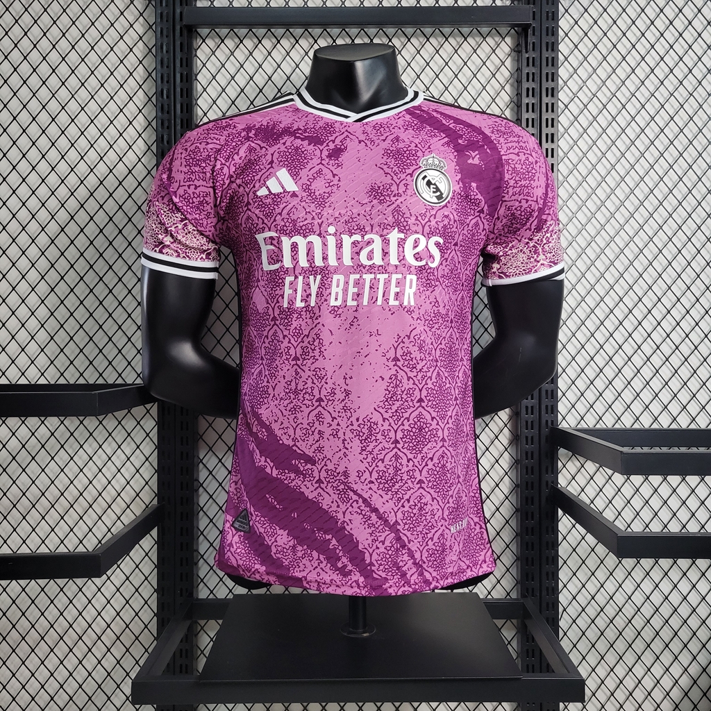 Camisa Real Madrid Pink Special Edition 23 24 s n Player Version Adidas Masculina Rosa