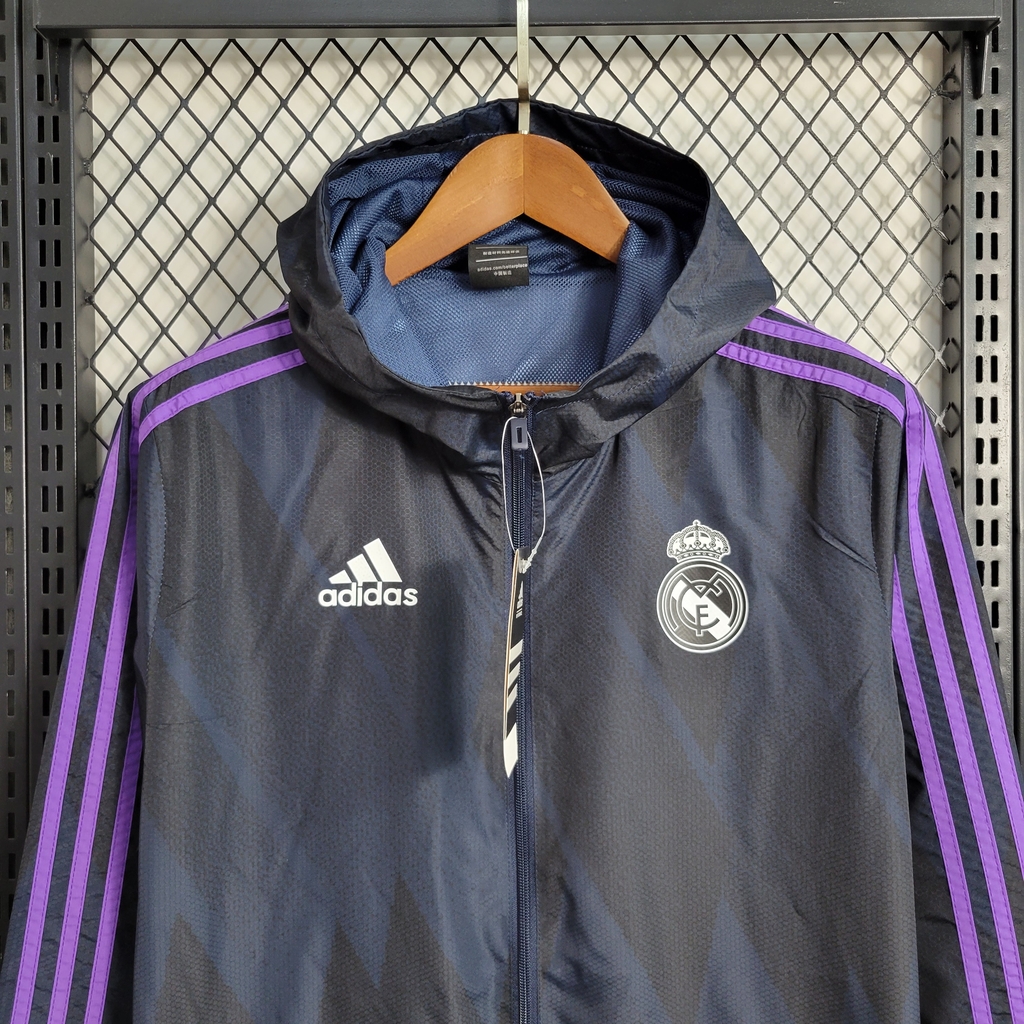 Corta Vento Real Madrid 22 23 Adidas Preto Roxo