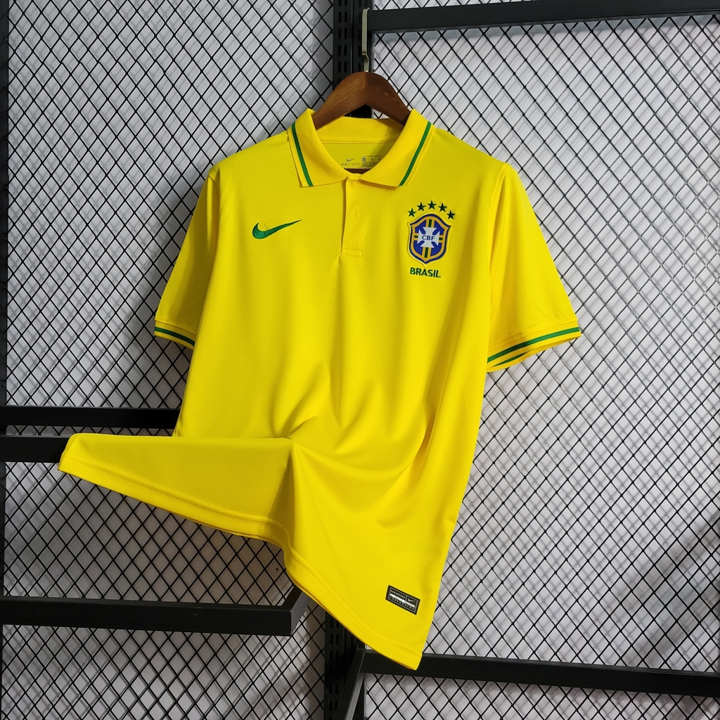 Camisa Polo Brasil Lisa 2022 Nike - Amarela