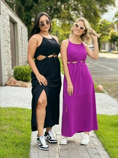 Vestido Mídi Roxo com Fenda