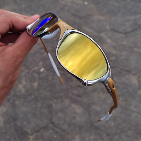 Óculos Oakley Juliet Xmetal 24k Icethug com sider blinder lentes