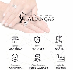 PAR DE ALIANÇA CONSTANCE 8MM - Centro das Alianças | Alianças de Prata para Namoro