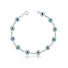 Pulseira Olho grego em Prata 925 - Azul claro