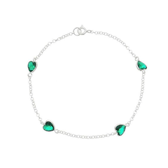 Pulseira prata 925 coração zirconia Verde Esmeralda - comprar online