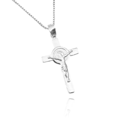 Pingente Crucifixo Medalha (3cmX1,8cm) (PRATA 925)