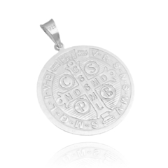 Pingente Medalha de São Bento Dupla Face (3cmX2,7cm) (PRATA 925) na internet