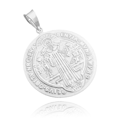 Pingente Medalha de São Bento Dupla Face (3cmX2,7cm) (PRATA 925) - comprar online