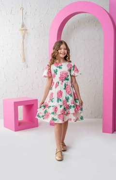 VESTIDO INFANTIL REALEZA FLORAL BRANCO - loja online