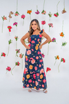 VESTIDO ADULTO FLORAL MARINHO