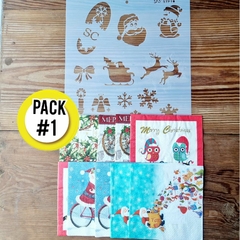 Pack Navidad Fiestas Stencil Servilletas