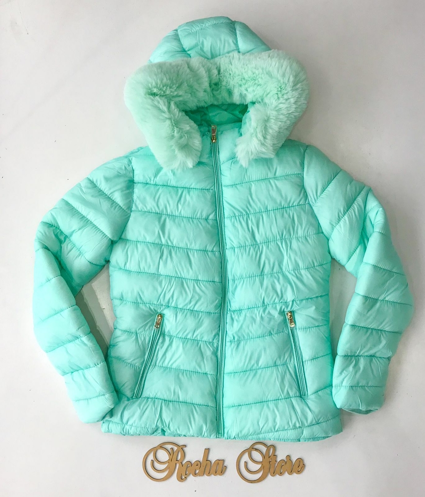 Jaqueta Bobojaco Feminina Puffer Forrada Verde Água