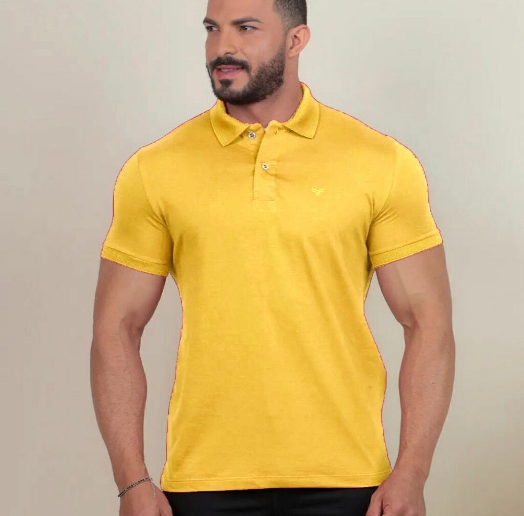 Camisa Polo Do Brasil Branca Faixa No Peito Azul e Amarelo