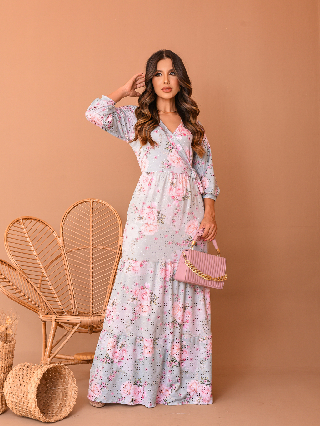 Vestido blusado on sale longo