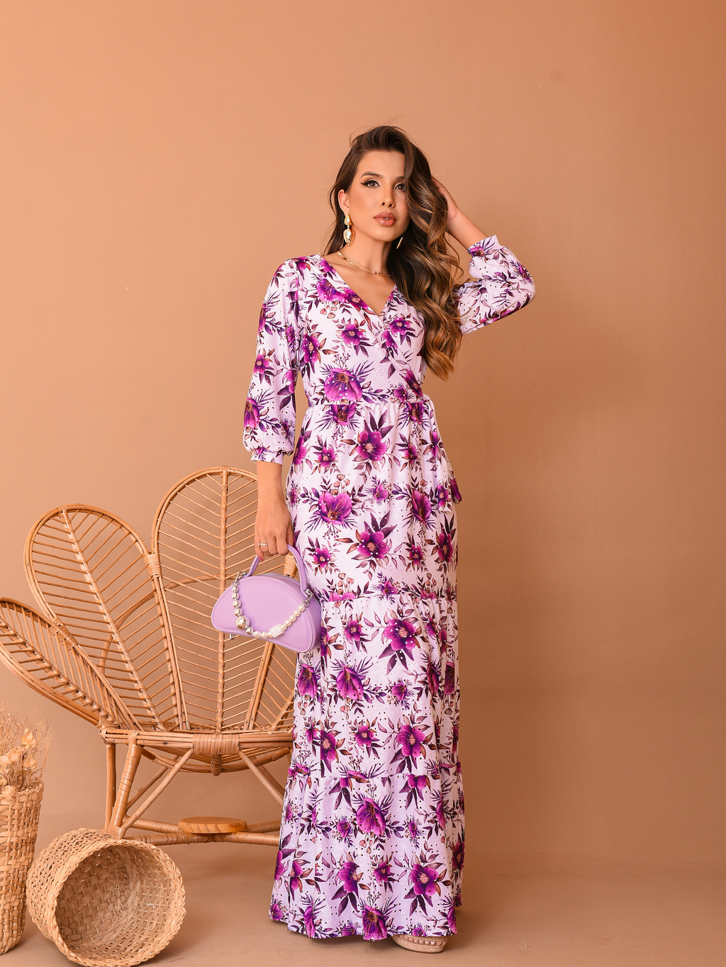 Vestido Longo Trespassado Lesse Estampado Moda Feminina Evang lica