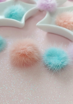 Pompons chato (peludinho) nas cores candy - Doce Papel Scrapbook